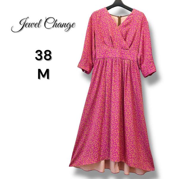 【美品・1点のみ】Jewel Changes ピンク 花柄 ワンピース 38 M