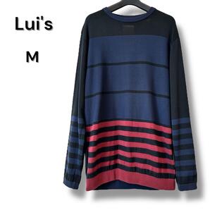 【美品・1点のみ】Lui's ネイビー ボーダーデザイン ニット M