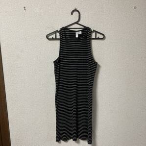 H&M(エイチアンドエム)DIVIDED ワンピース Mサイズ 170/96A ブラック/グレー ボーダー