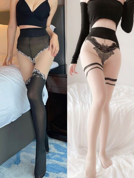 セクシーランジェリー 穴あきストッキング パンストOLコスプレ オープン 2枚セット至福