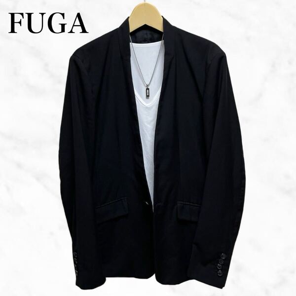 FUGA ノーカラージャケット テーラードジャケット 黒 シンプル