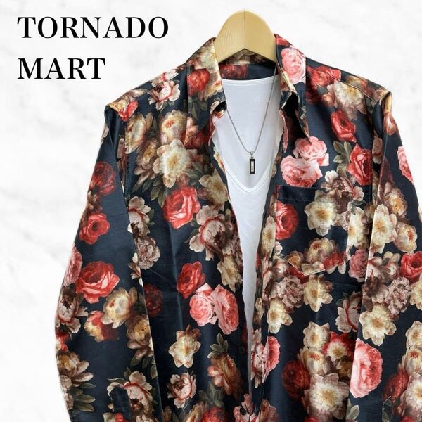 TORNADO MART 総柄シャツ 花柄シャツ 高級感長袖シャツ