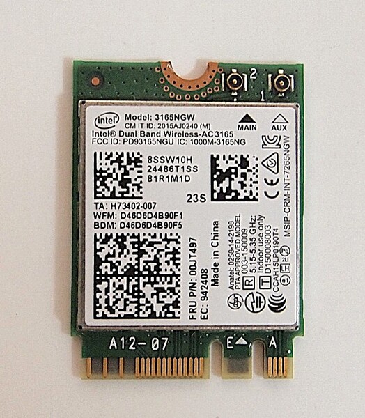 【中古無線LANカード ノートパソコン用】3165NGW