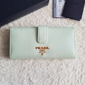 新品 PRADA プラダ サフィアーノ マルチカラー ウォレット 長財布 パステルグリーン/アクアマリン 1MV025_ZLP_F0RAY 国内完売