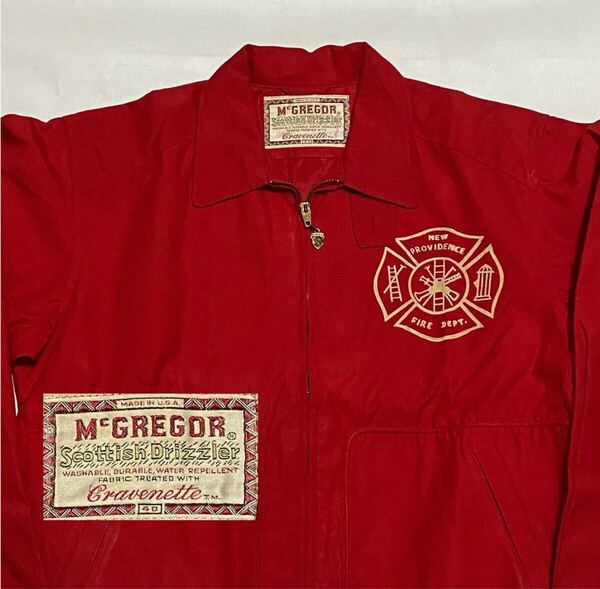 レア 50's McGREGOR マクレガー スコティッシュドリズラー 赤 フロッキープリント 40サイズ USA製 ビンテージ古着 50年代 60's コットンJK