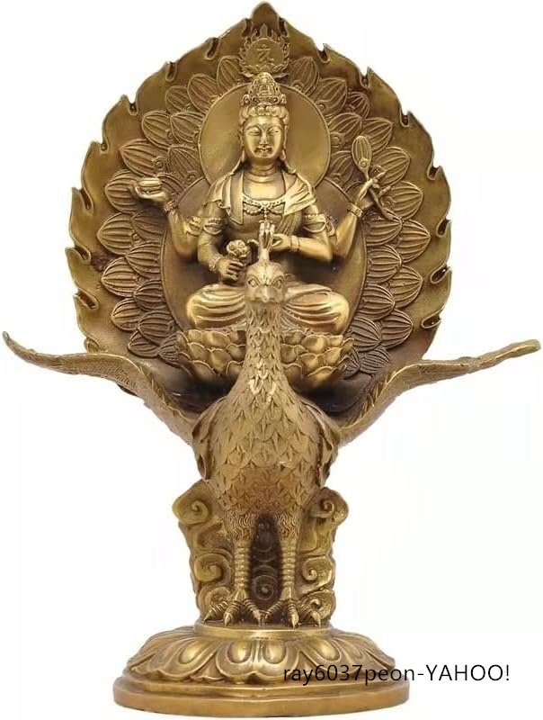 仏教美術 仏像 小仏像 準提菩薩 準提仏母仏像 銅製品 工芸品 置物 木彫り仏像-小仏 【准胝観音菩薩】 柘植（ツゲ） 金泥仕様 安産