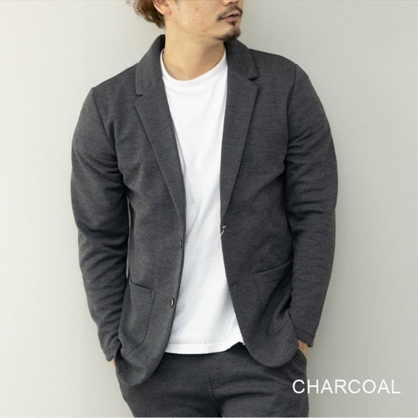 【即落送料込】CHARCOAL Size:M 気軽なTPO!SKKONE テーラードジャケット メンズ ポンチ スウェット