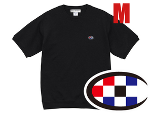 C SWEAT S/S BLACK M/黒ハーフスリーブスウェットトレーナーフレンチテリークルーネックメンズレディースカレッジ胸ワンポイント刺しゅう