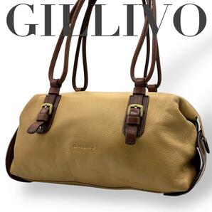 美品 GILLIVO ジリボ ショルダーバッグ ボストンバッグ レザー ベージュ 茶色 バック