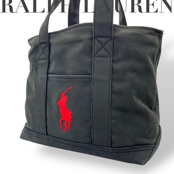 RALPH LAUREN ラルフローレン トートバッグ ブラック 帆布 A4