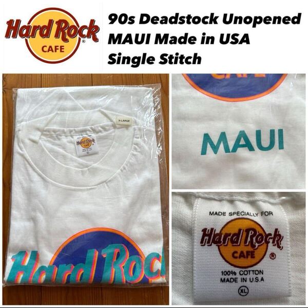 【デッドストック】90sハードロックカフェハワイマウイ未開封TシャツUSAアメリカ製XL Hard Rock Cafe Maui Hawaii シングルステッチ