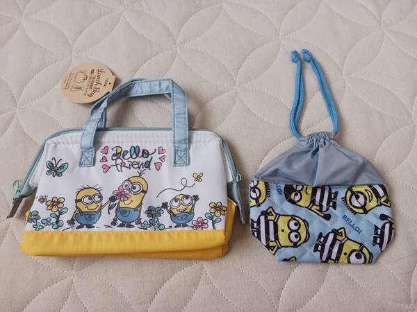 新品未使用品タグ付き ミニオンズ ランチバッグ 巾着バッグ スケーター minion