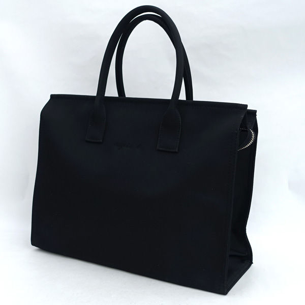 アニエスベー 牛革 レザー 型押し ロゴ ポーチ付 トートバッグ ブラック 110306092WV97000000002?$VS_1500$