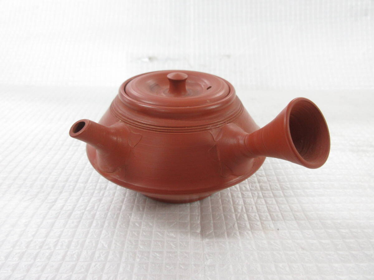 三代 山田常山 朱泥 茶注 藤田秋華 刻 急須 茶器 煎茶道具 共箱