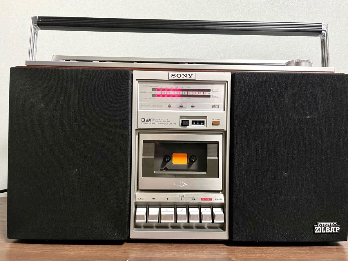SONY ZILBAP ラジカセ CFS-V8 レトロ ラジオ 純正カバー付