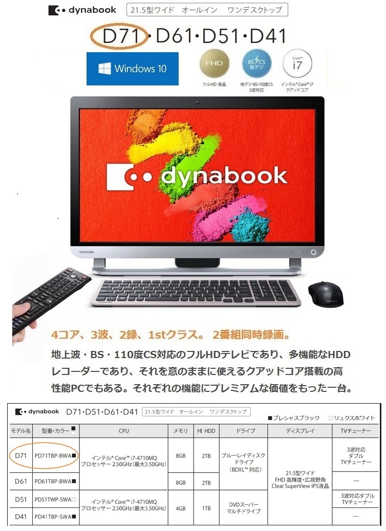 Yahoo!オークション -「dynabook regza pc d71」の落札相場 Yahoo!オークション -「dynabook regza pc d71」の落札相場