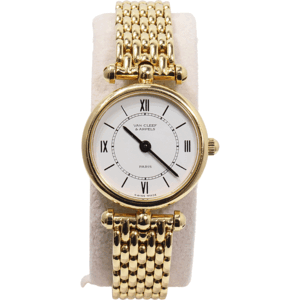 половина год гарантия Van Cleef & Arpels. Van Cleef & Arpels la* коллекция K18YG 122901 белый циферблат 18 золотой обхват руки 15cm кварц наручные часы