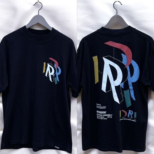 レア 美品 REPRESENT メタルピスタグ ビッグシルエット Tシャツ ブラック BLACK リプレゼント ポルトガル製 バックプリント オーバーサイズ
