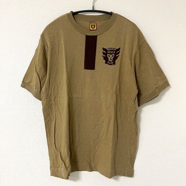 HUMAN MADE サイズS Tシャツ 半袖 プリントロゴ ベージュ系 古着 コットン100% 古着
