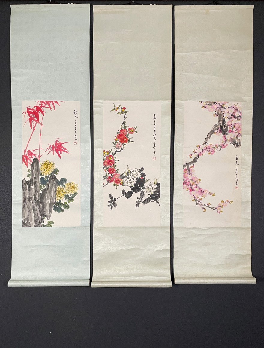 Yahoo!オークション -「掛け軸 四季花」(日本画) (絵画)の落札 Yahoo!オークション -「掛け軸 四季花」(日本画) (絵画)の落札