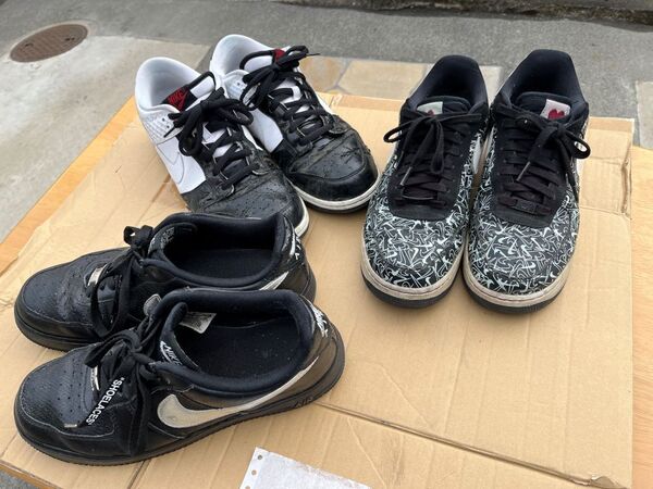 中古 ナイキ3足セット NIKE AIR FORCE×2・AIR JORDAN 28.5cm エアフォース ジョーダン LOW メンズ スニーカー 限定品あり まとめて!