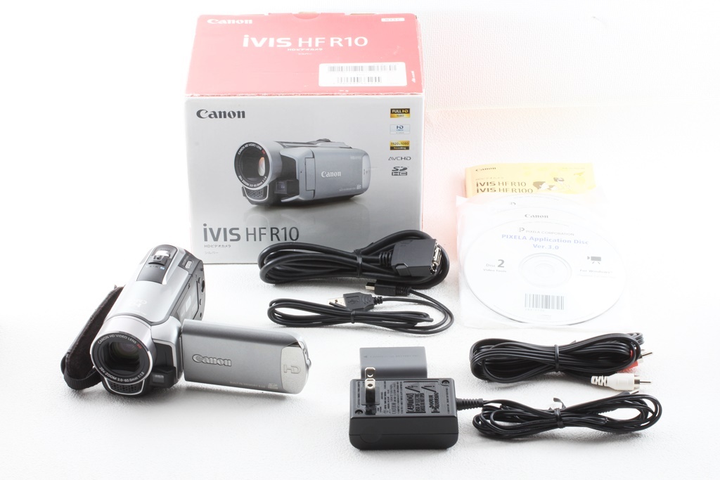 iVIS キヤノン ビデオカメラ CANON HF R10 シルバー 中古 新品SD