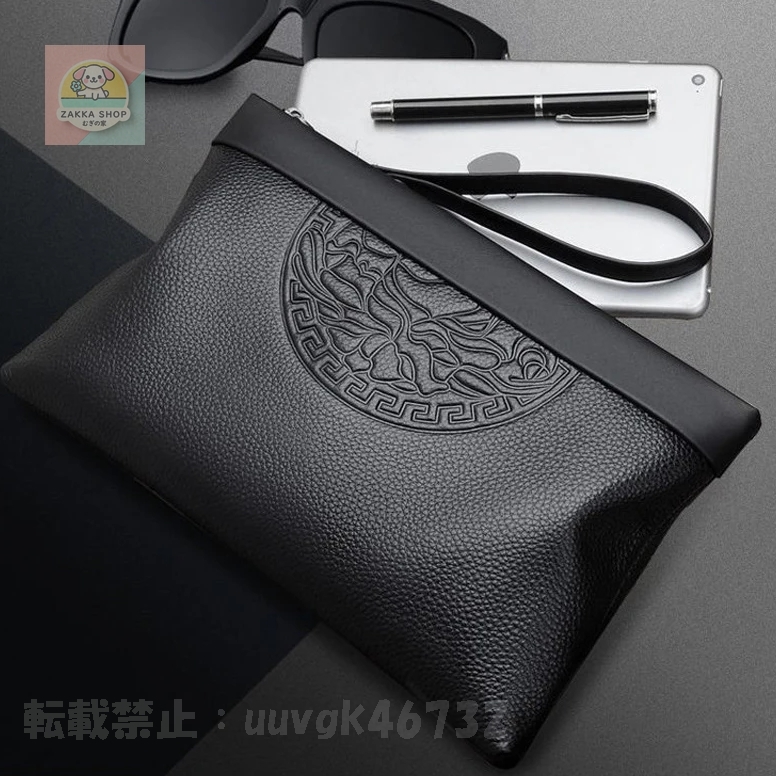 メンズ ハンドヘルドバッグ ソフトフェイスレザークリップ