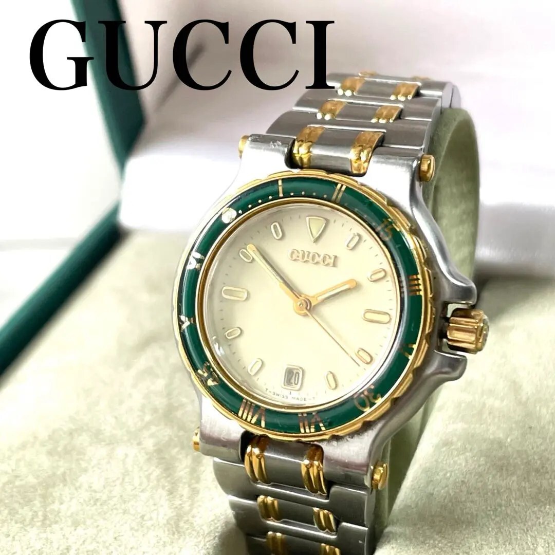 稼動品　GUCCI グッチ　ダイバー　グリーンベゼル　コンビ　腕時計 稼動品 GUCCI グッチ ダイバー グリーンベゼル コンビ 腕時計