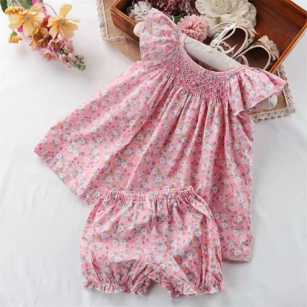 新品 ピンク上下セット ベビー服 子供服 半袖 スモッキング ワンピース メゾピアノ ファミリア アマイアキッズ ボンポワン 好きな方