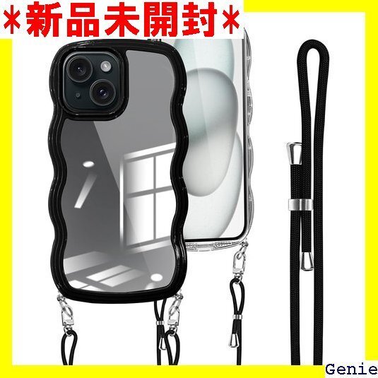 iPhone 15 ケース クリア ショルダー カバー PU バンパー アイフォン 15 スマホケース ブラック 51