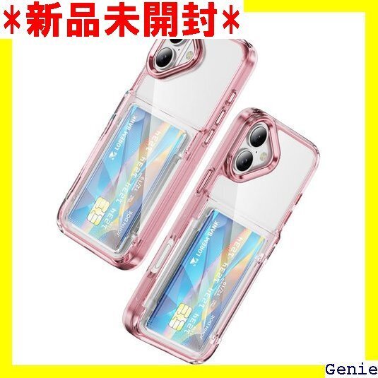 MuZiF iPhone 16 用 ケース カード収納 6 用 カバー クリア ケース iPhone 16ピンク 61