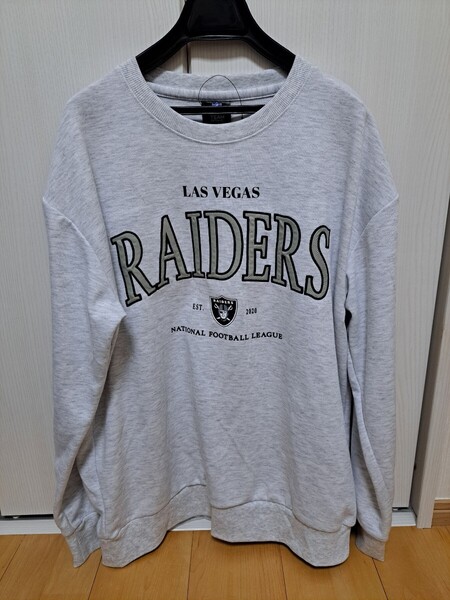 【新品】ラスベガス・レイダース/NFL プリント&刺繍スウェットLサイズGY