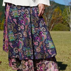 ★エスニック ラップスカート リバーシブル 送料込★新品 送料E★ビスコース素材 巻きスカート シルク フリーサイズ