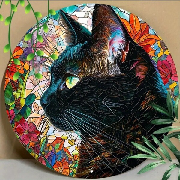 猫の壁飾り メタルウォールアート 黒猫E 猫の雑貨 HANAKO