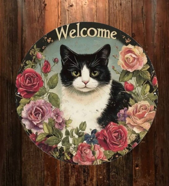 猫の壁飾り メタルウォールアート 猫WELCOME 10 猫の雑貨 HANAKO