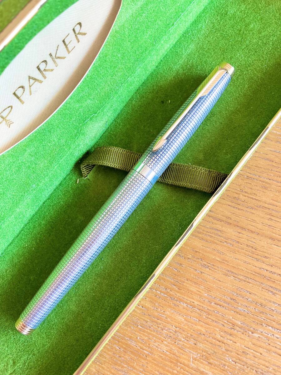 Parker パーカー 万年筆 シルバー 格子模様 14K - 筆記具