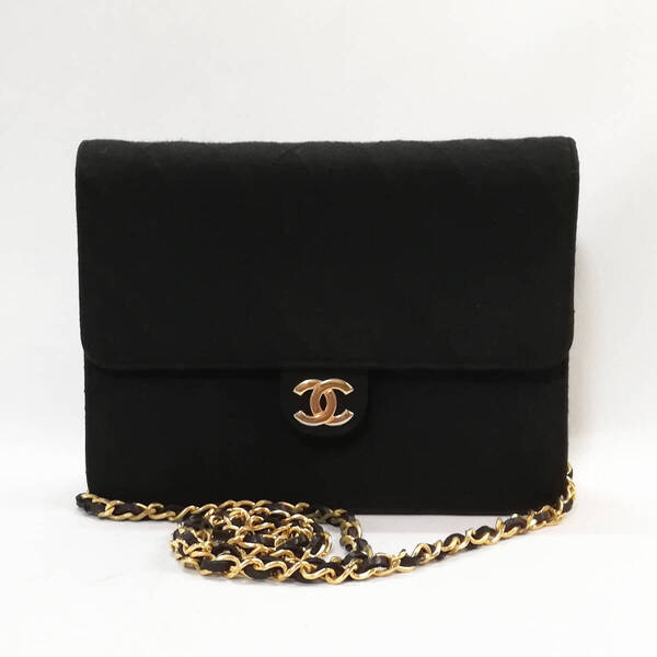 【美品級】CHANEL(シャネル)チェーンショルダー ショルダーバッグ マトラッセ コットンジャージ プッシュロック【送料無料】106