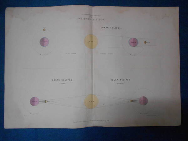 即決1849年英国『SPCK天文図解星図5 日月蝕』天球図、天文 アンティーク星座早見盤Astronomy, Star map, Planisphere, Celestial atlas