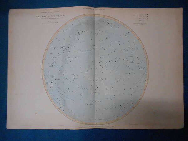 即決1849年英国『SPCK天文図解星図7 春の星座』天球図、天文 アンティーク星座早見盤Astronomy, Star map, Planisphere, Celestial atlas