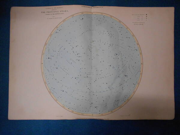即決1849年英国『SPCK天文図解星図8 夏の星座』天球図、天文 アンティーク星座早見盤Astronomy, Star map, Planisphere, Celestial atlas