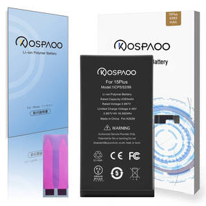 For iPhone15 Plus バッテリー 単品 標準容量 交換ビデオ 4383mAh PSE準拠 Kospaoo/iPower 互換 Li-ion Battery 交換 修理