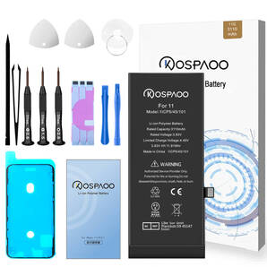 For iPhone 11 バッテリー 『工具セット』 標準容量 交換ビデオ 3110mAh PSE準拠 Kospaoo/iPower 互換 Li-ion Battery 交換 修理