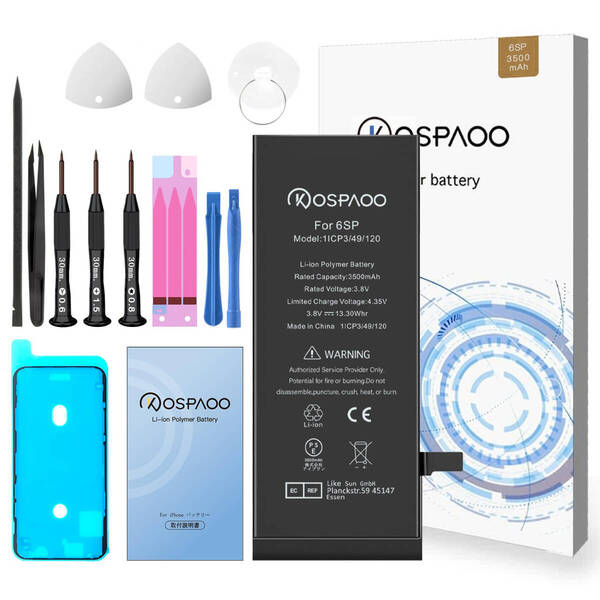 『大容量・工具セット』For iPhone6s Plus バッテリー 交換ビデオ 3500mAh PSE準拠 Kospaoo/iPower 互換 Li-ion Battery 交換 修理
