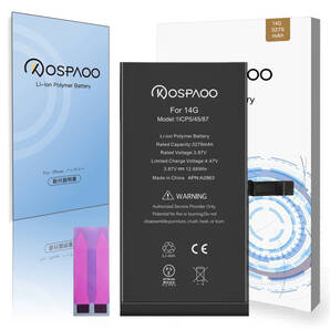 For iPhone14 バッテリー 単品 標準容量 交換ビデオ 3279mAh PSE準拠 Kospaoo/iPower 互換 Li-ion Battery 交換 修理