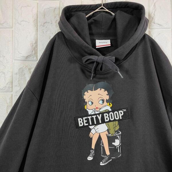Betty Boop ベティーちゃん パーカー プルオーバー ブラック LL