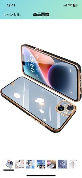 k6 iPhone14 ケース クリア 透明 スマホケース 全面保護 耐衝撃 TPU ソフト 薄型 メッキ加工 ストラップホール付き 落下防止(ブラック)