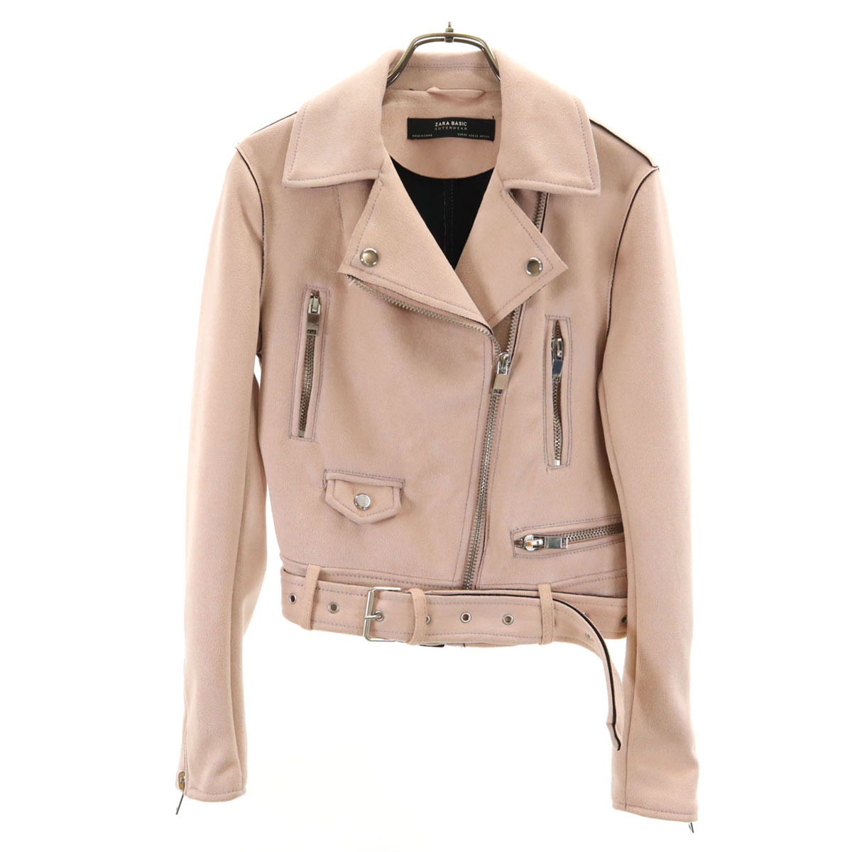 美品 ZARA ゴートレザー スウェードジャケット ブルゾン グレー