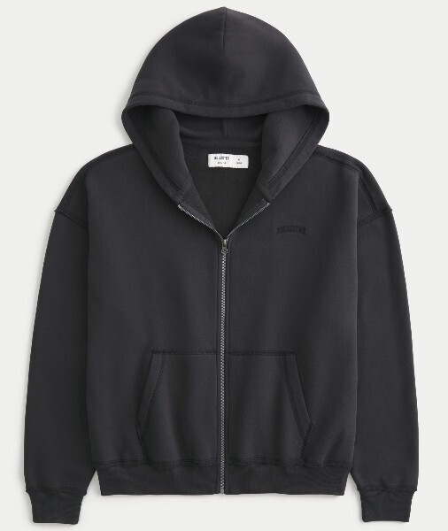HOLLISTER*ホリスター/US:XXL/Dグレーウォッシュ/フルジップ裏フリースフーディー