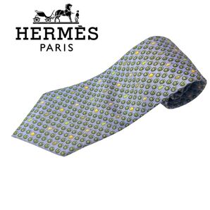 【美品】HERMES フルーツ柄ネクタイ パープル 紫 フランス製