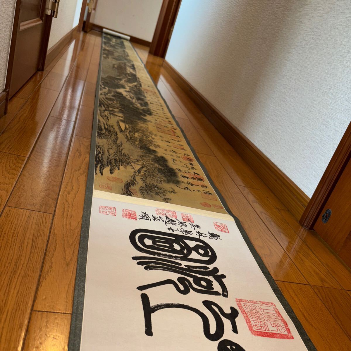 清明上河図 シルク高級掛け軸横タイプ 美品